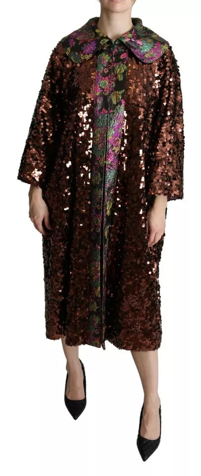Dolce &amp; Gabbana Multicolor Pailletten Lange Jas Jaquard Jas