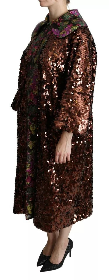 Dolce &amp; Gabbana Multicolor Pailletten Lange Jas Jaquard Jas