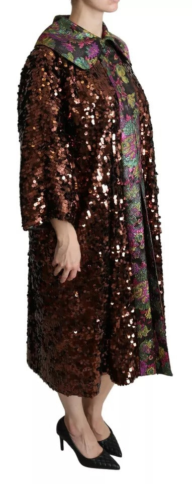 Dolce &amp; Gabbana Multicolor Pailletten Lange Jas Jaquard Jas