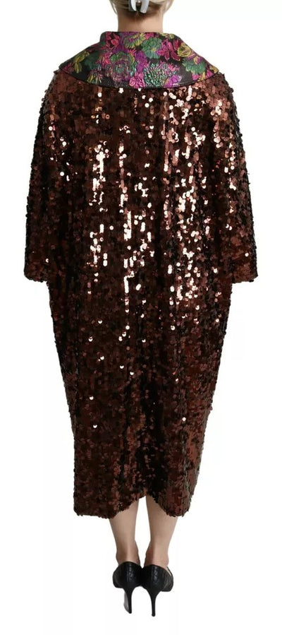 Dolce &amp; Gabbana Multicolor Pailletten Lange Jas Jaquard Jas