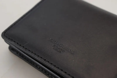 Dolce &amp; Gabbana Zwarte Leren Bifold Schoudertas Dames Portemonnee