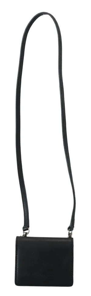 Dolce &amp; Gabbana Zwarte Leren Bifold Schoudertas Dames Portemonnee