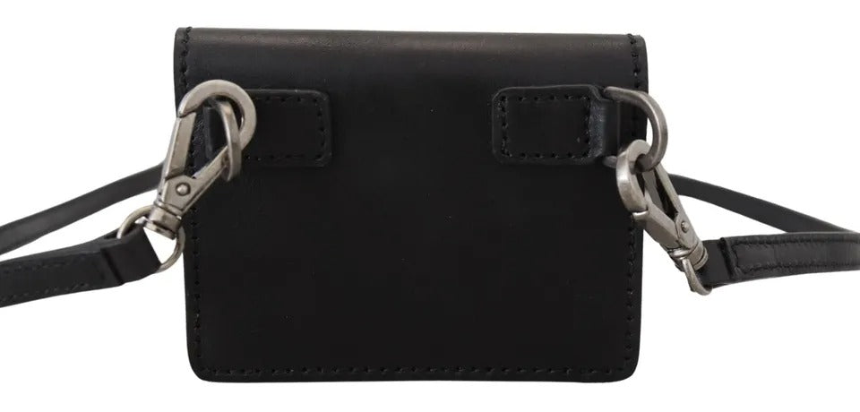 Dolce &amp; Gabbana Zwarte Leren Bifold Schoudertas Dames Portemonnee