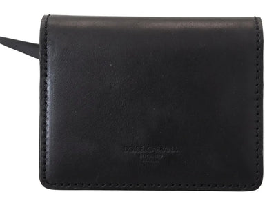 Dolce &amp; Gabbana Zwarte Leren Bifold Schoudertas Dames Portemonnee