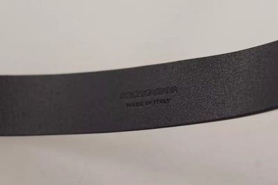Ceinture Dolce &amp; Gabbana en cuir de veau noir avec boucle en métal gravée du logo