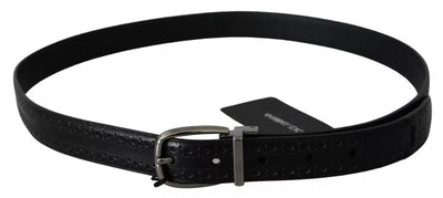 Ceinture classique Dolce &amp; Gabbana en cuir noir avec boucle en métal argenté