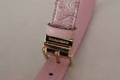 Dolce &amp; Gabbana roze jacquard geborduurde gouden metalen gesp riem