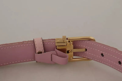 Dolce &amp; Gabbana roze jacquard geborduurde gouden metalen gesp riem