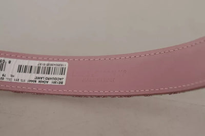 Dolce &amp; Gabbana roze jacquard geborduurde gouden metalen gesp riem