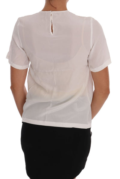 T-shirt chemisier en soie blanche Dolce &amp; Gabbana ITALIA IS LOVE
