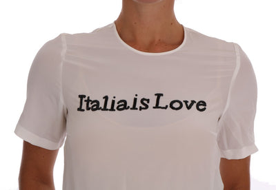 T-shirt chemisier en soie blanche Dolce &amp; Gabbana ITALIA IS LOVE