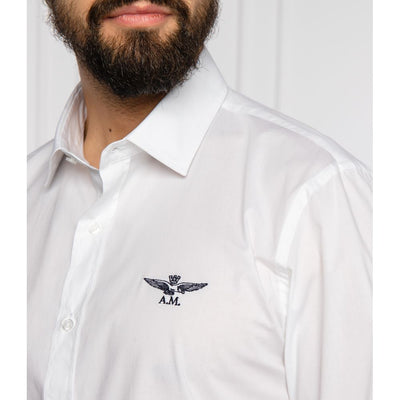 Chemise homme en coton blanc Aeronautica Militare