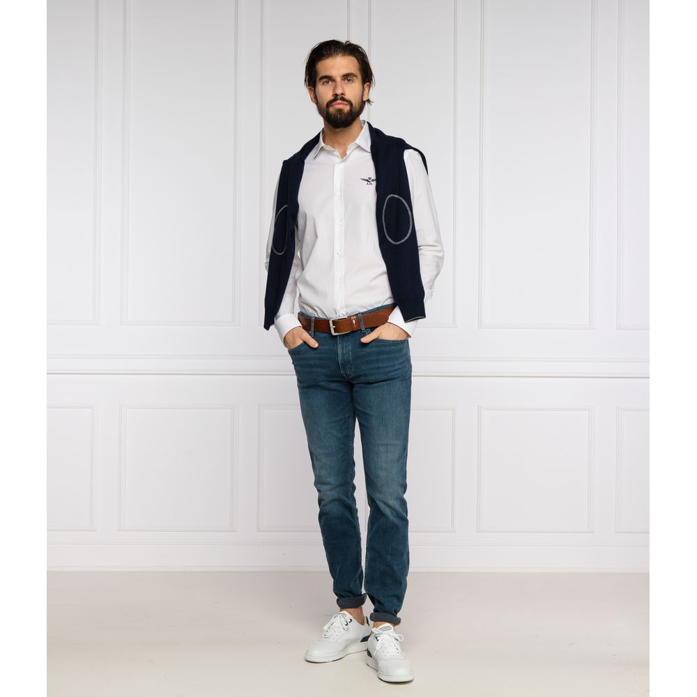 Chemise homme en coton blanc Aeronautica Militare