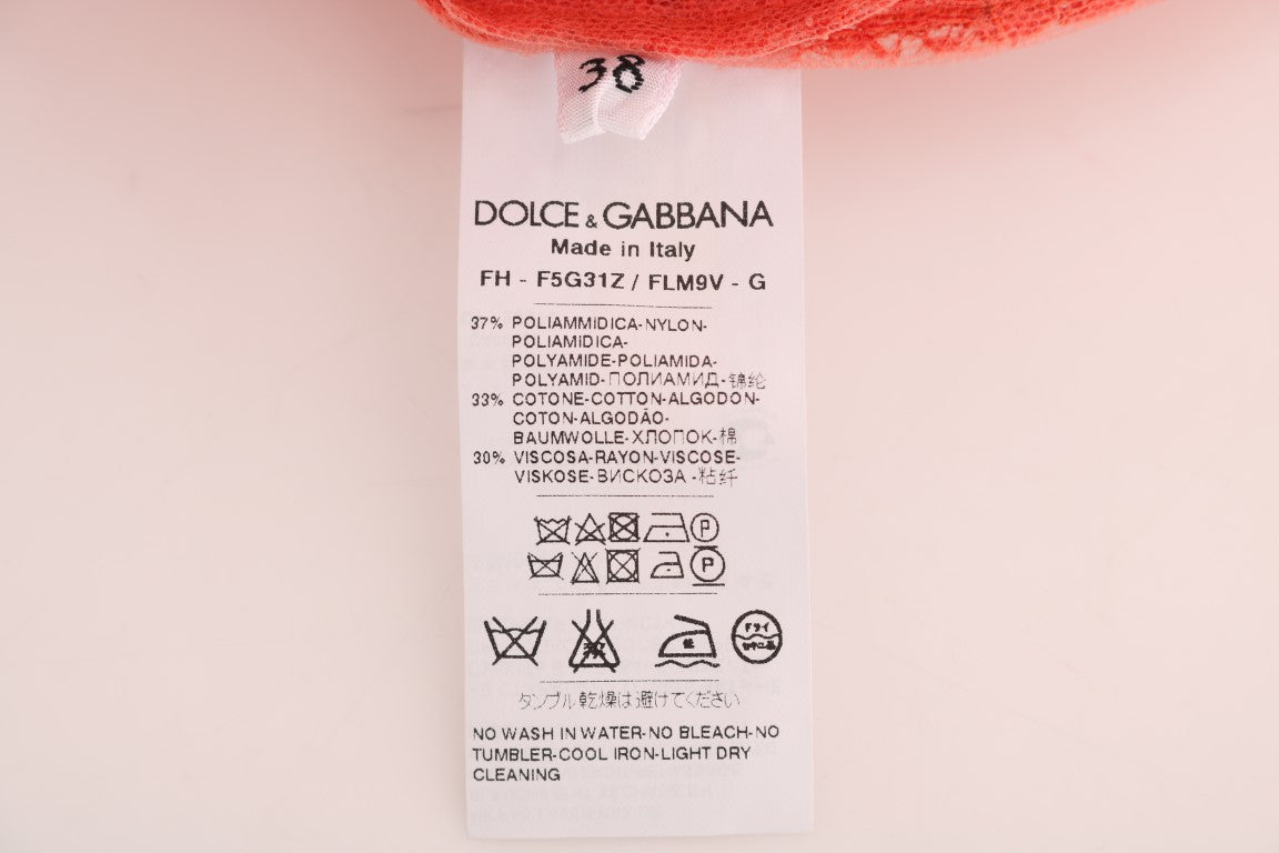 Chemisier en dentelle fleurie à boutons en cristal orange Dolce &amp; Gabbana