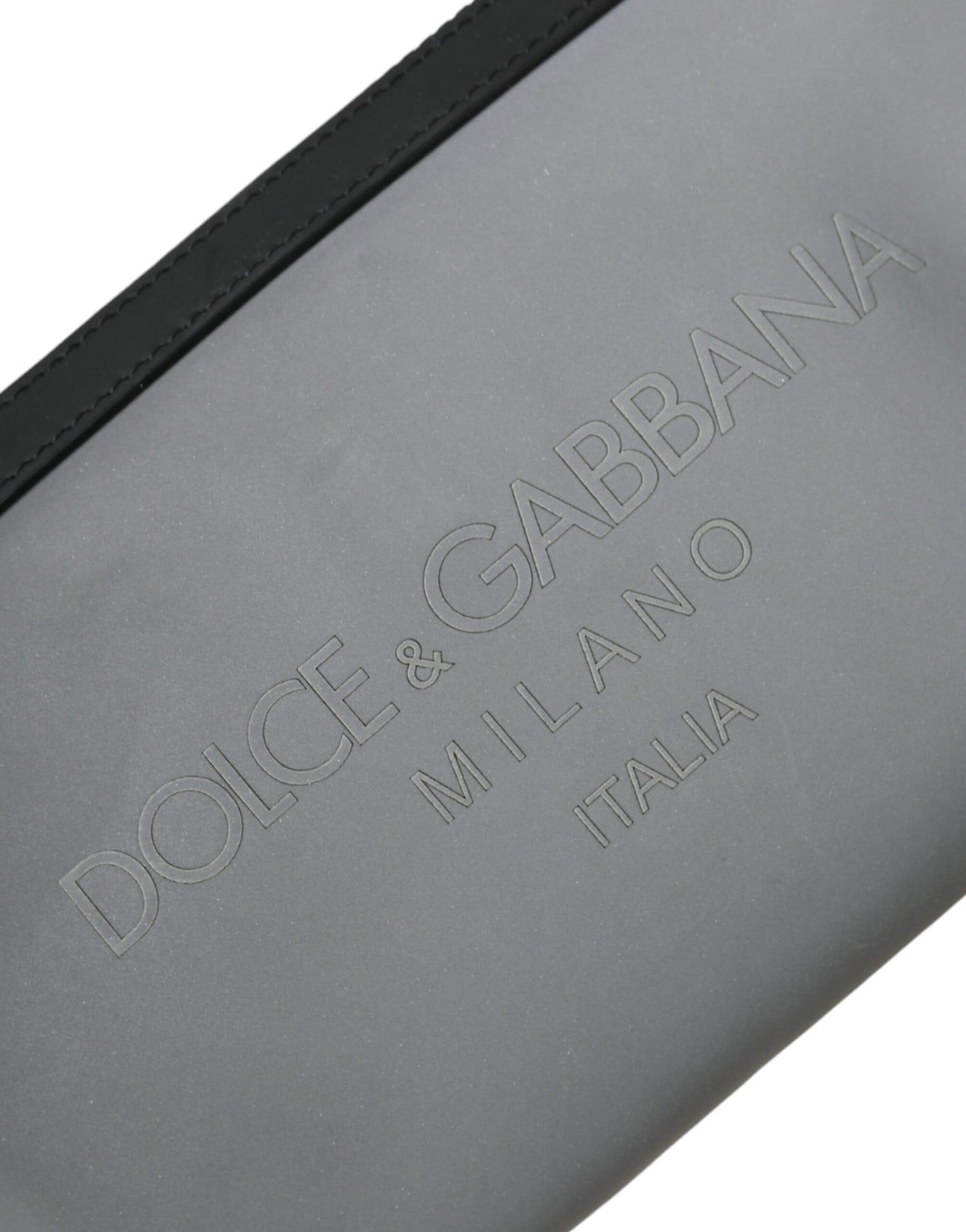Sac banane à fermeture éclair en néoprène gris Dolce &amp; Gabbana avec logo
