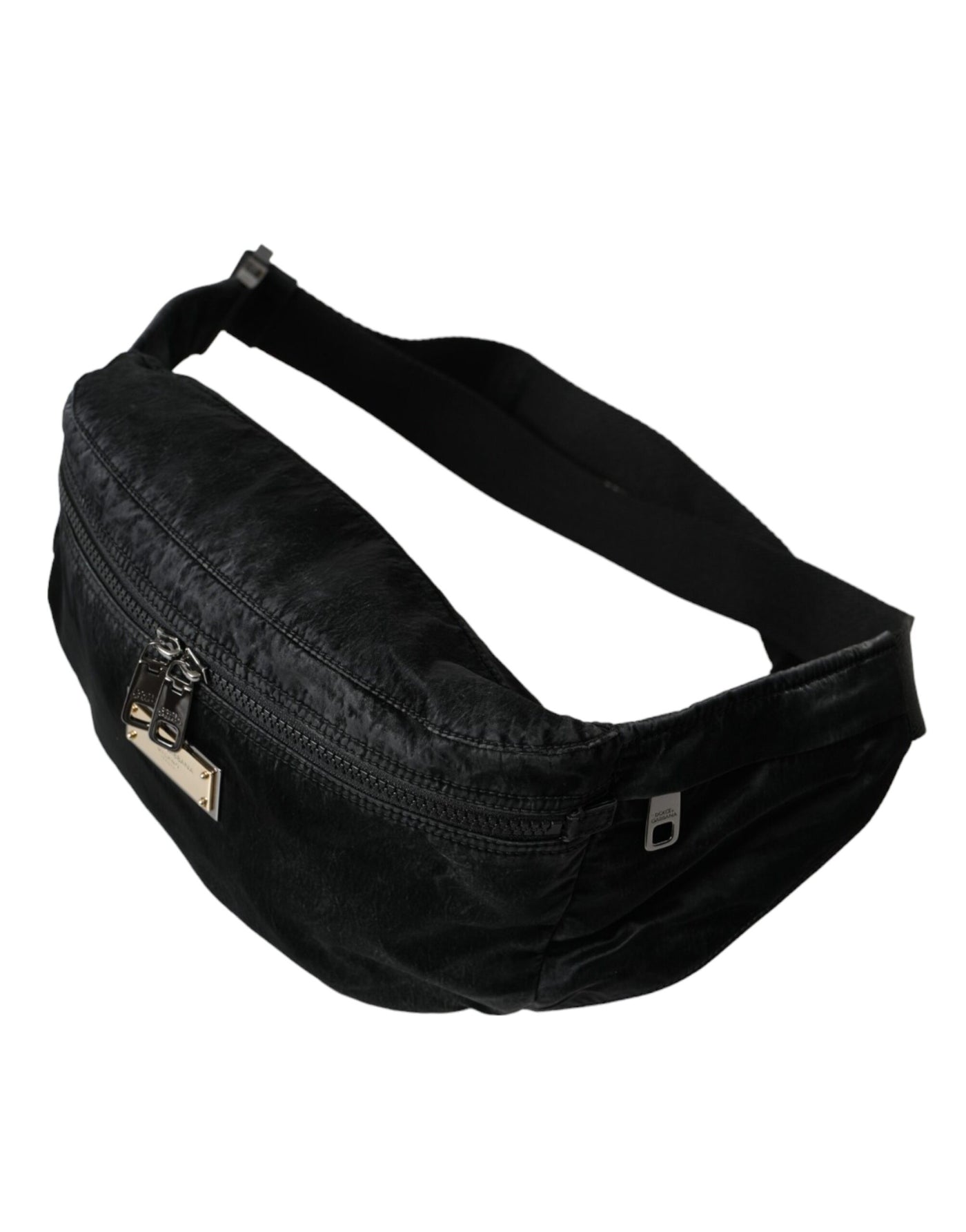 Sac banane Dolce &amp; Gabbana en nylon noir avec plaque logo