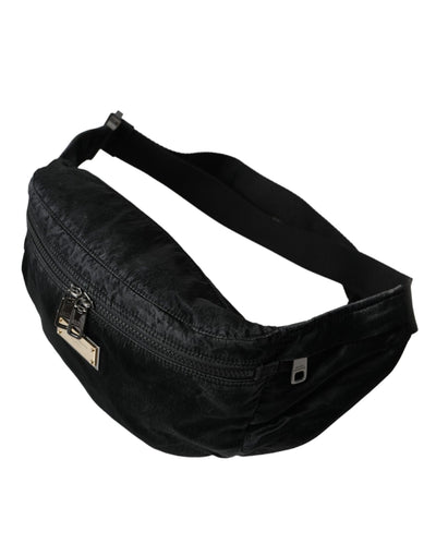 Sac banane Dolce &amp; Gabbana en nylon noir avec plaque logo