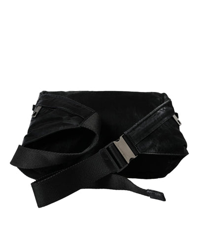 Sac banane Dolce &amp; Gabbana en nylon noir avec plaque logo