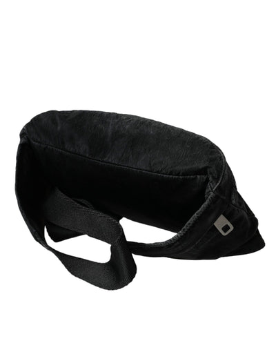 Sac banane Dolce &amp; Gabbana en nylon noir avec plaque logo