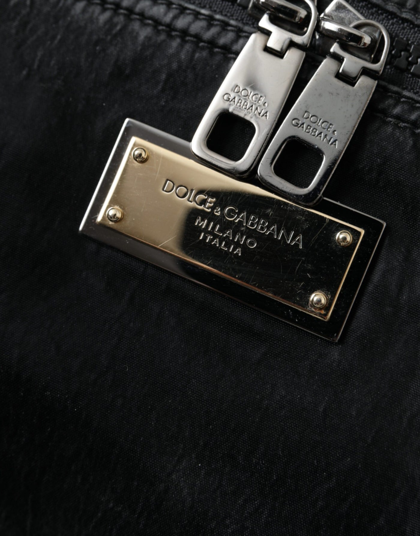 Sac banane Dolce &amp; Gabbana en nylon noir avec plaque logo