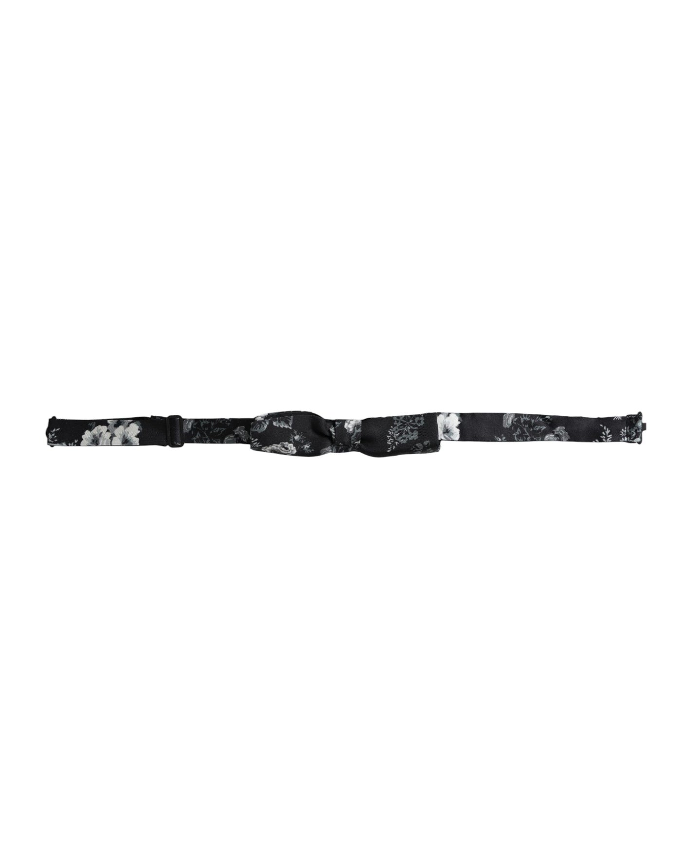 Dolce & Gabbana Black Floral Silk Adjustable Neck Men Bow Tie