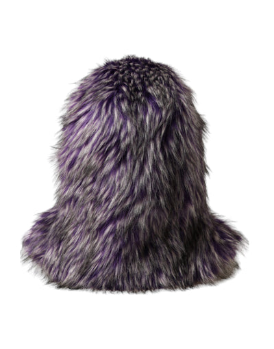 Chapeau enveloppant en fausse fourrure violette Dolce &amp; Gabbana