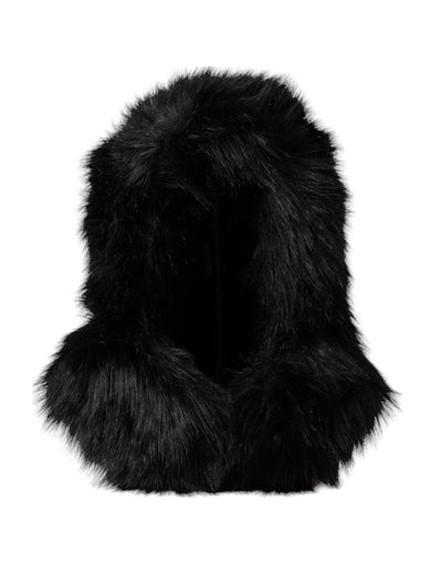 Chapeau enveloppant en fausse fourrure noire Dolce &amp; Gabbana