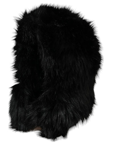 Chapeau enveloppant en fausse fourrure noire Dolce &amp; Gabbana