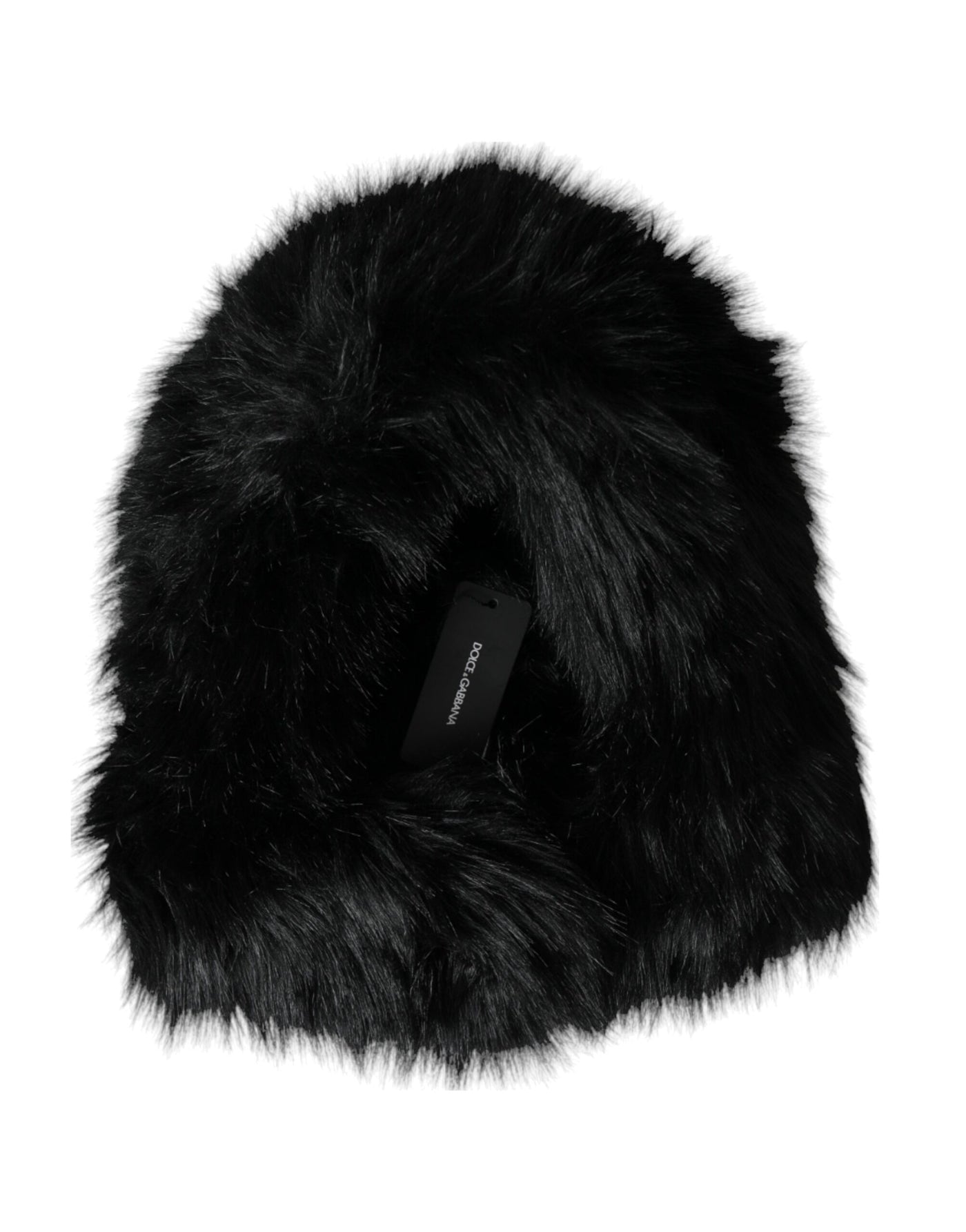 Chapeau enveloppant en fausse fourrure noire Dolce &amp; Gabbana