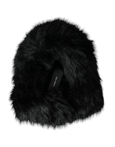Chapeau enveloppant en fausse fourrure noire Dolce &amp; Gabbana