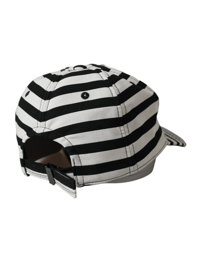 Casquette de baseball Dolce &amp; Gabbana à rayures noires et blanches avec appliqué cœur Amore
