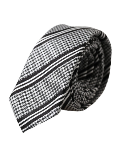 Cravate ajustable en soie à rayures noires et blanches Dolce &amp; Gabbana