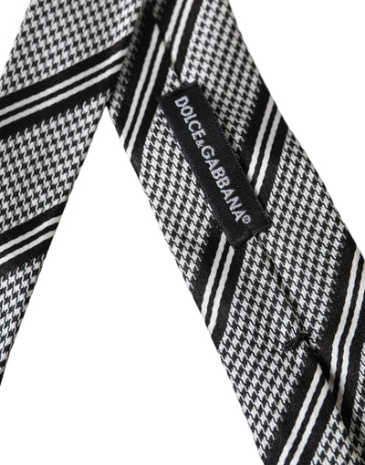 Cravate ajustable en soie à rayures noires et blanches Dolce &amp; Gabbana