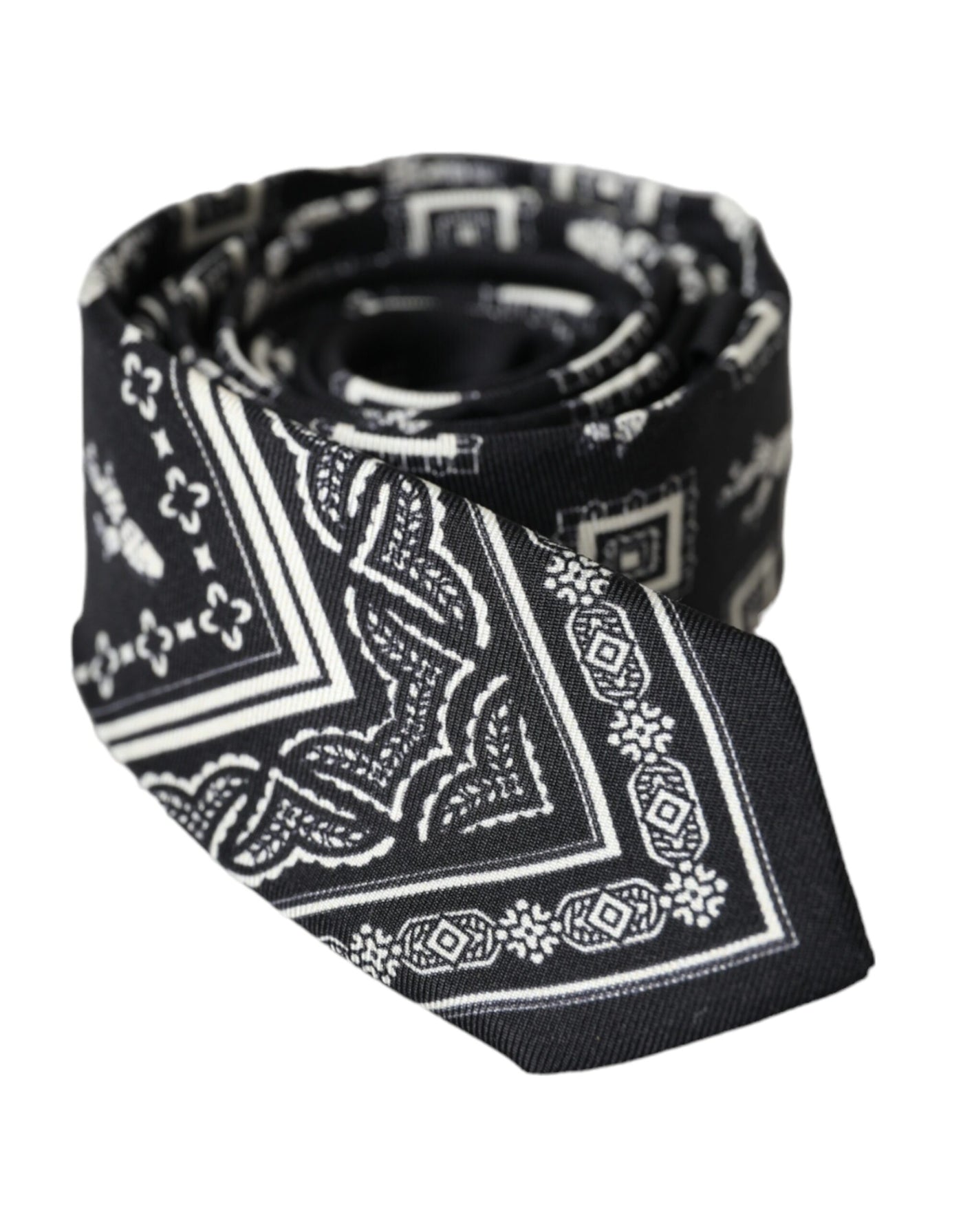 Cravate ajustable noire à motifs Dolce &amp; Gabbana 100 % soie