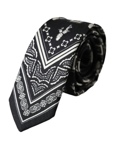 Cravate ajustable noire à motifs Dolce &amp; Gabbana 100 % soie