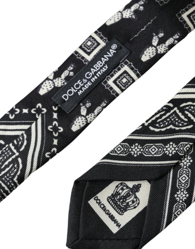 Cravate ajustable noire à motifs Dolce &amp; Gabbana 100 % soie