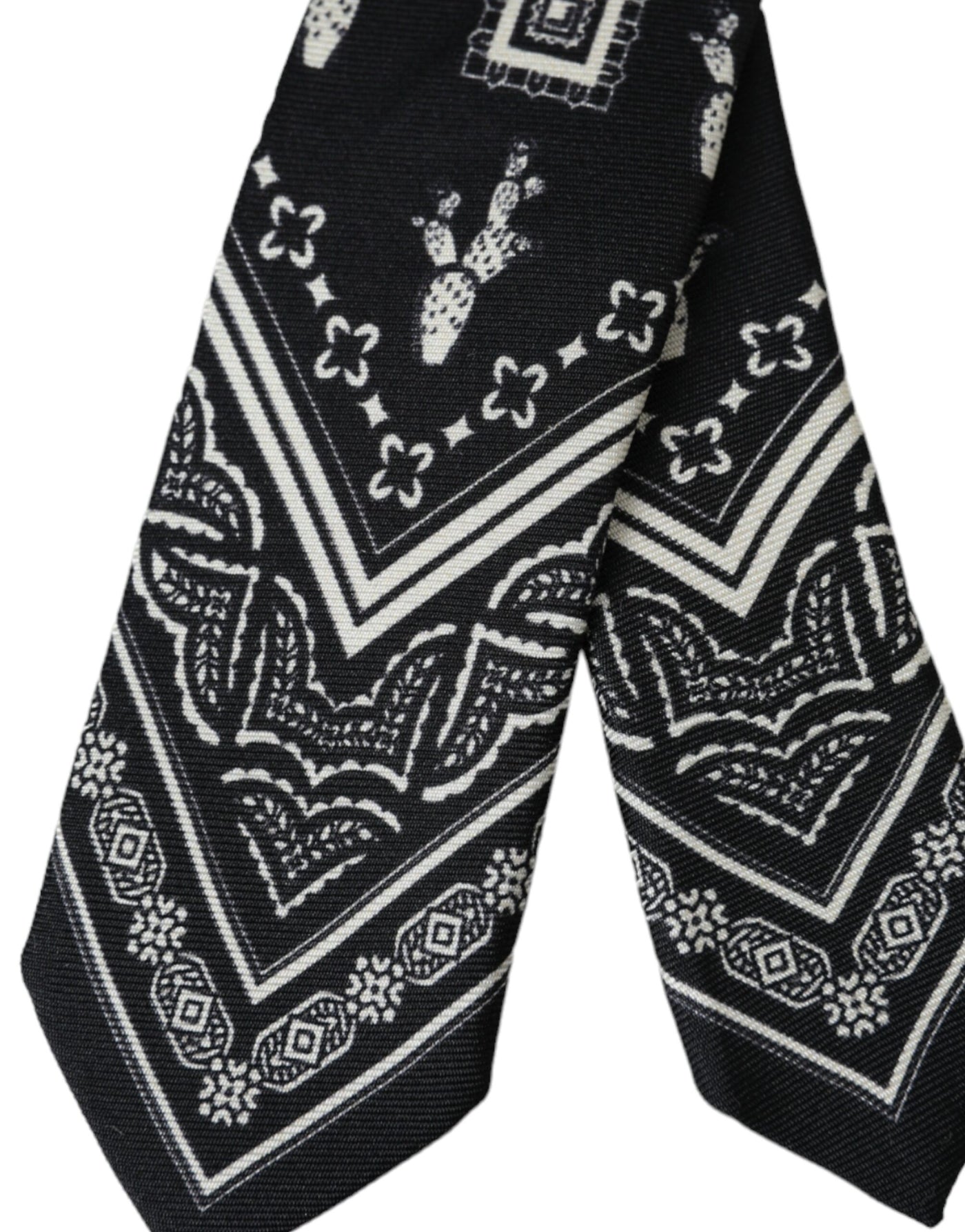 Cravate ajustable noire à motifs Dolce &amp; Gabbana 100 % soie