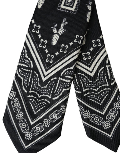 Cravate ajustable noire à motifs Dolce &amp; Gabbana 100 % soie