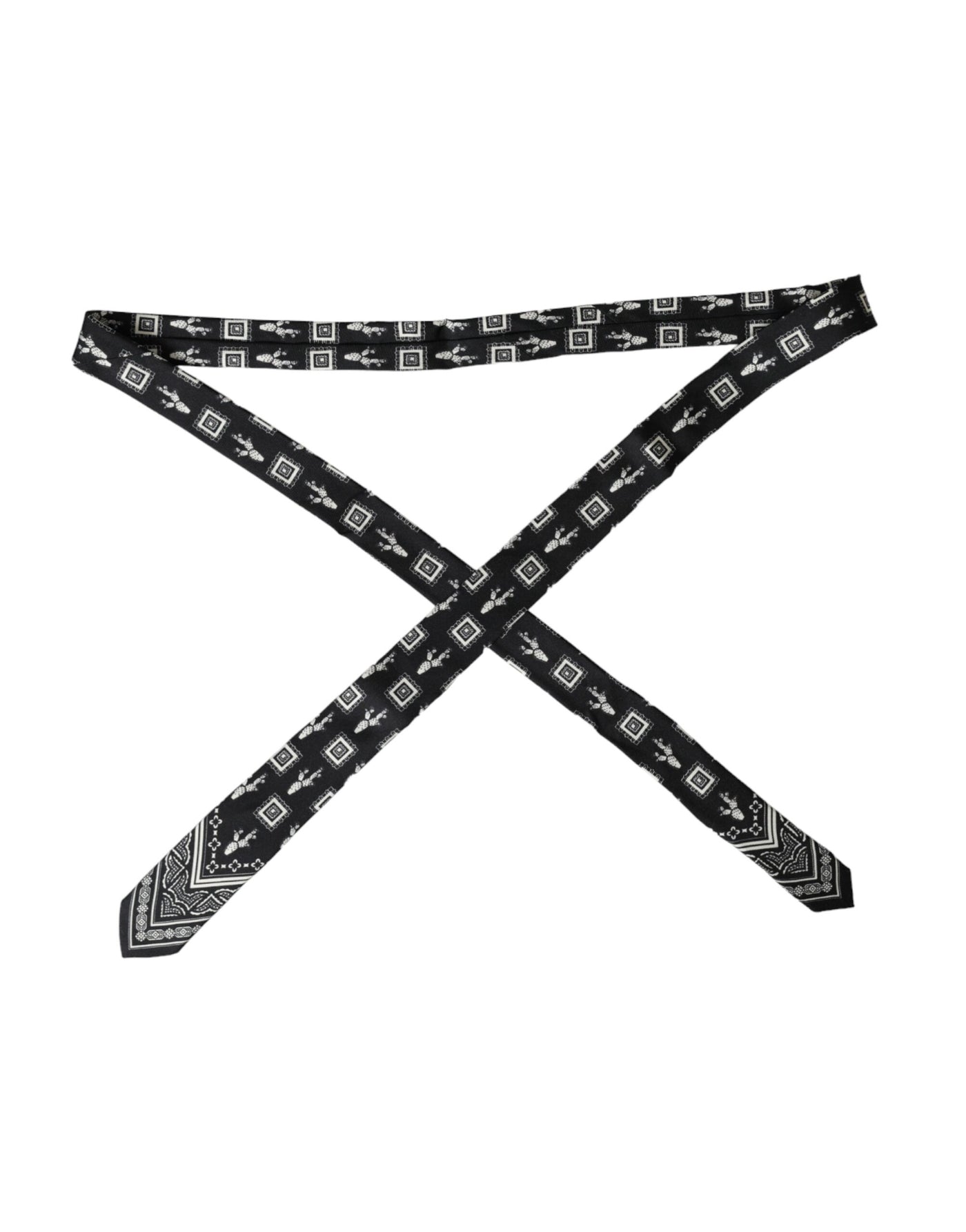 Cravate ajustable noire à motifs Dolce &amp; Gabbana 100 % soie