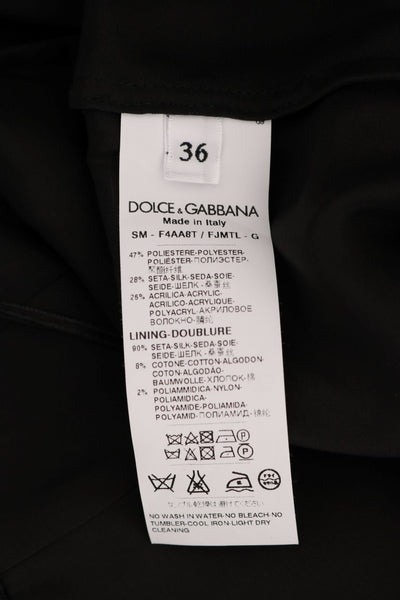 Dolce &amp; Gabbana zwarte A-lijn rok met jacquardzijde en bloemenprint