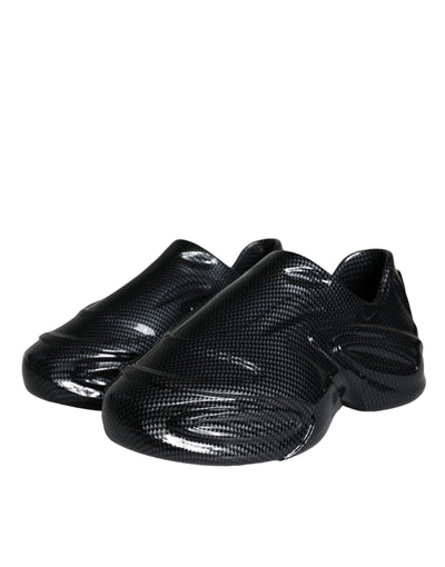 Dolce &amp; Gabbana Zwarte Foiled Rubber Toy Lage Top Sneakers voor Heren