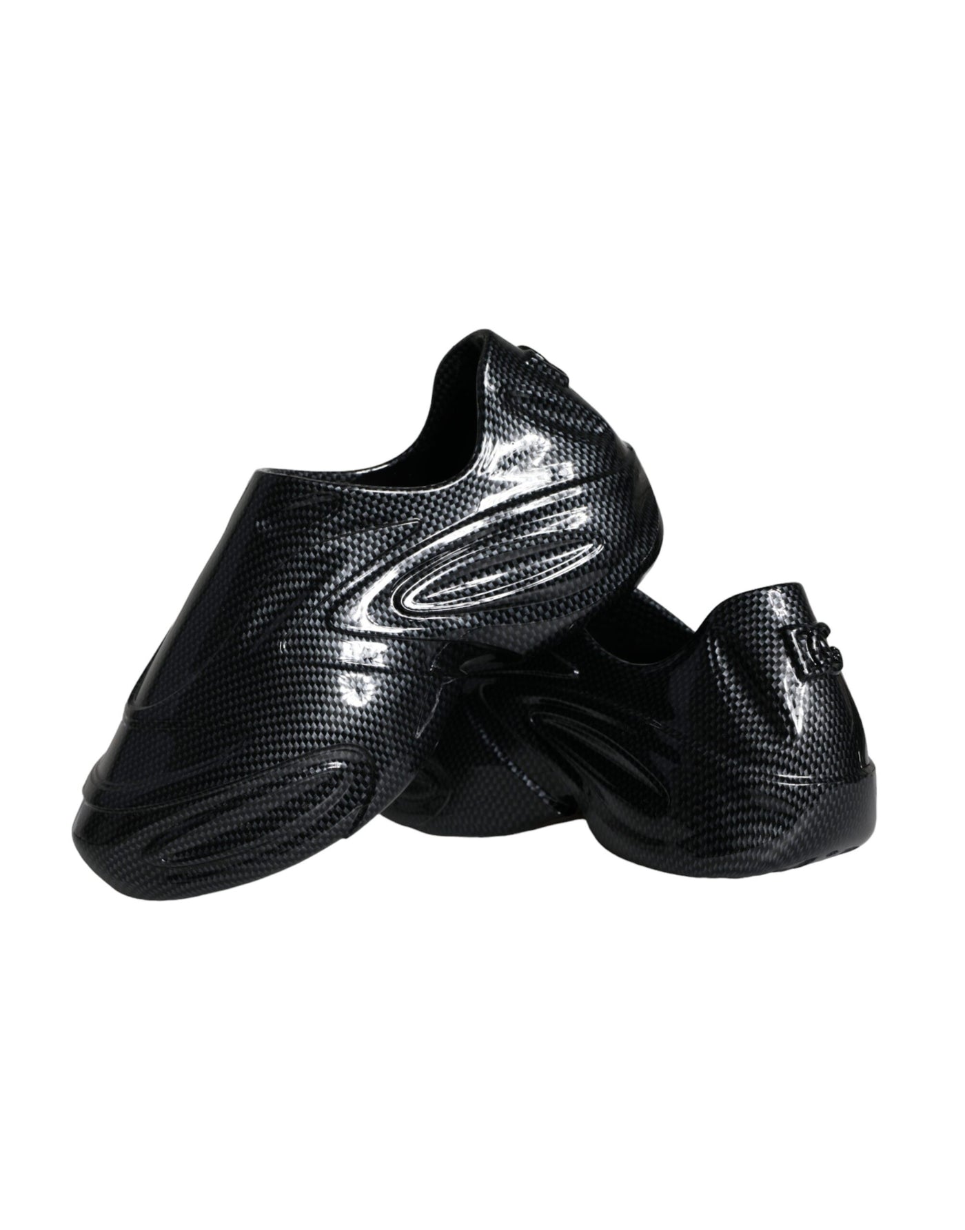Dolce &amp; Gabbana Zwarte Foiled Rubber Toy Lage Top Sneakers voor Heren