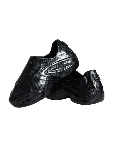 Dolce &amp; Gabbana Zwarte Foiled Rubber Toy Lage Top Sneakers voor Heren