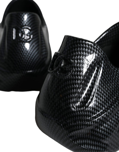 Dolce &amp; Gabbana Zwarte Foiled Rubber Toy Lage Top Sneakers voor Heren