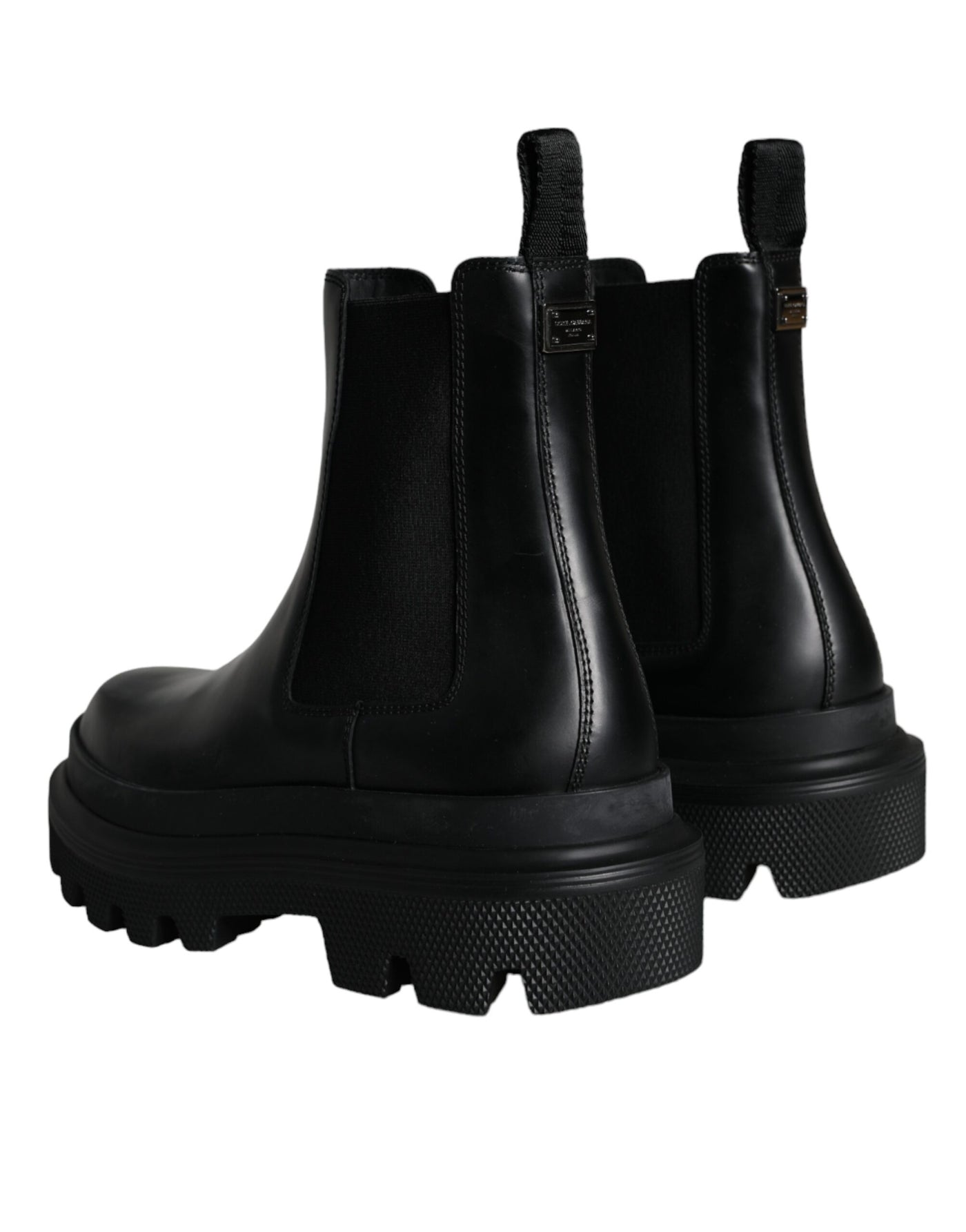 Dolce &amp; Gabbana Zwarte Leren Slip On Stretch Trekking Laarzen