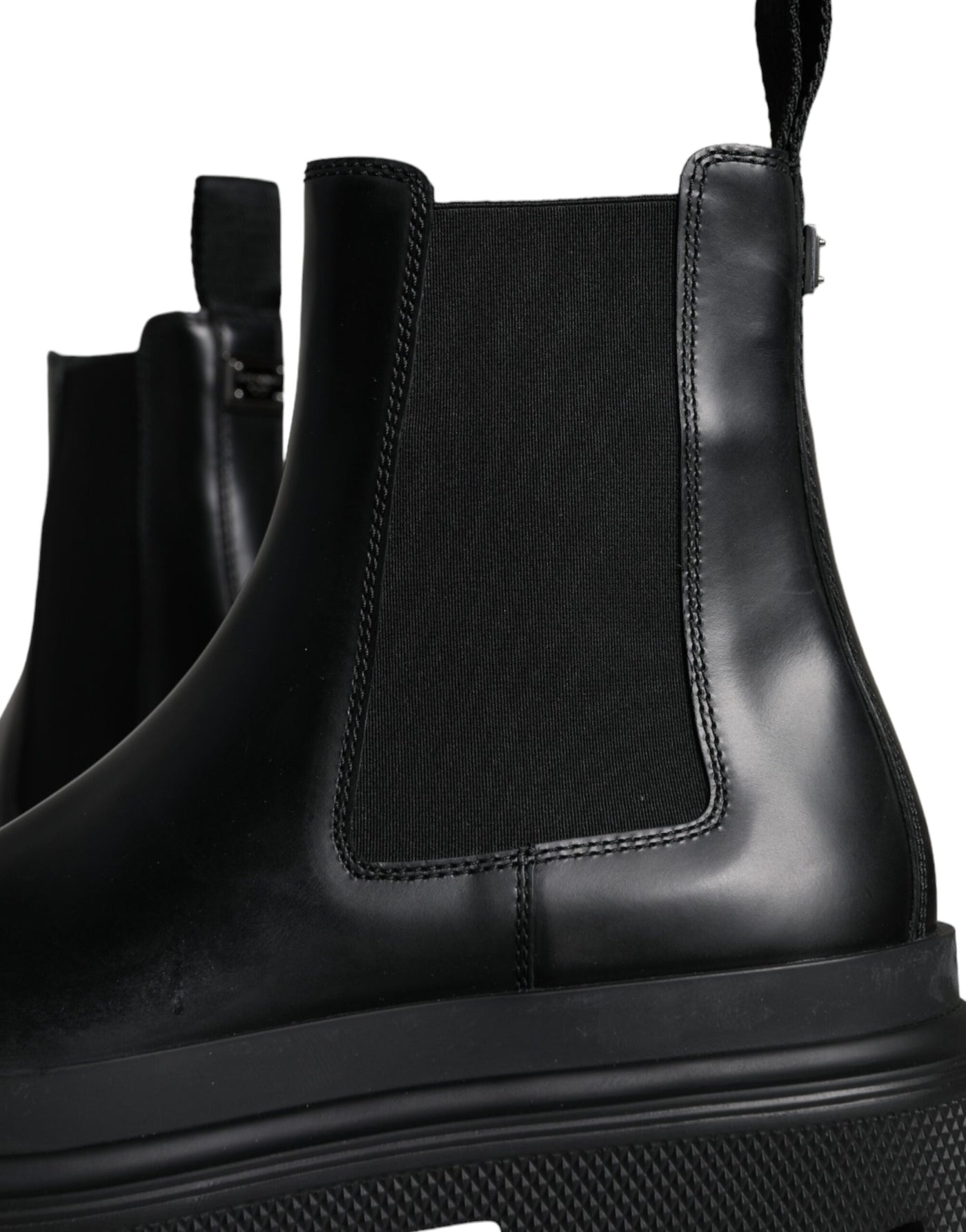 Dolce &amp; Gabbana Zwarte Leren Slip On Stretch Trekking Laarzen