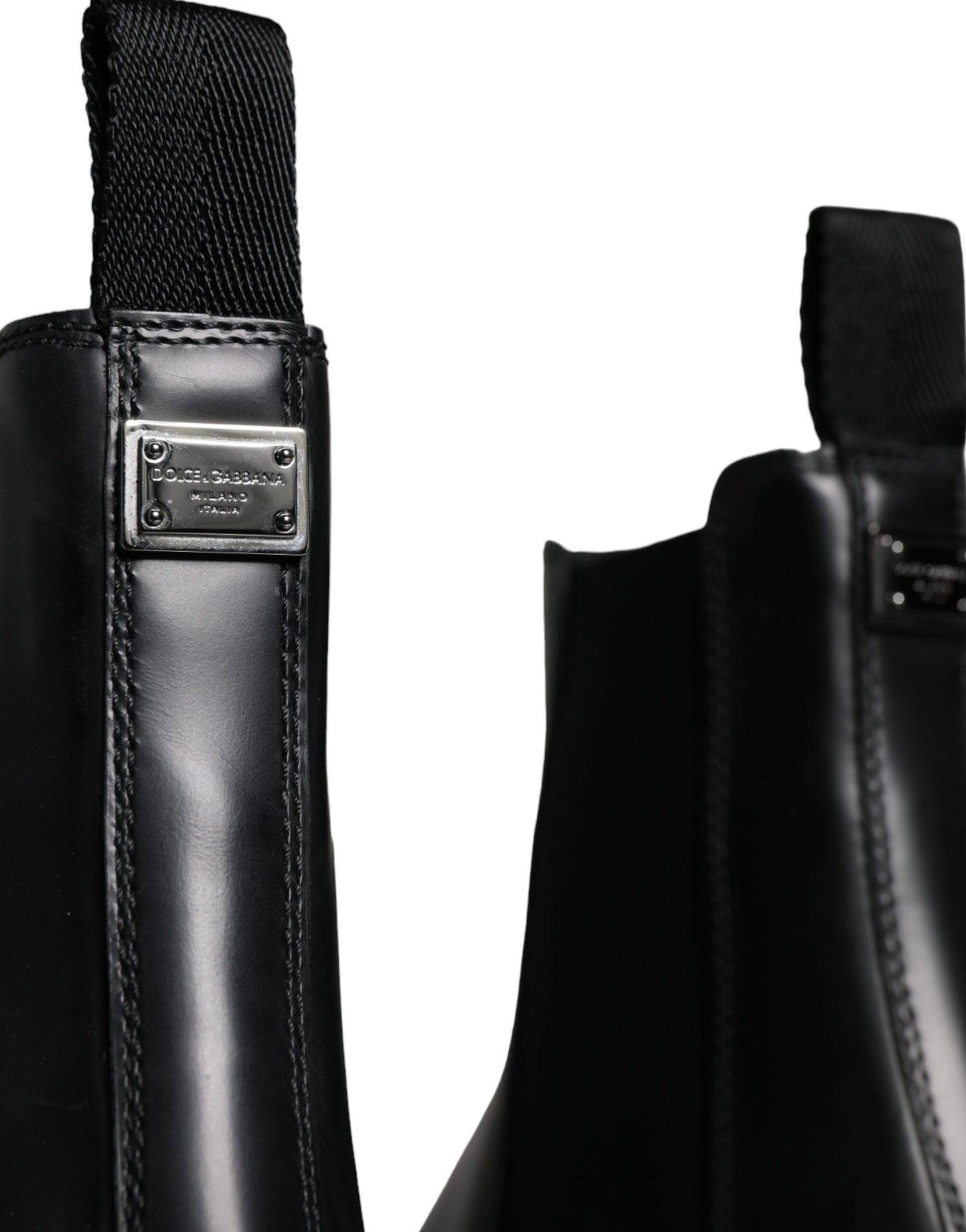 Dolce &amp; Gabbana Zwarte Leren Slip On Stretch Trekking Laarzen