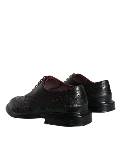 Dolce &amp; Gabbana Zwarte Leren Oxford Wingtip Formele Herenschoenen