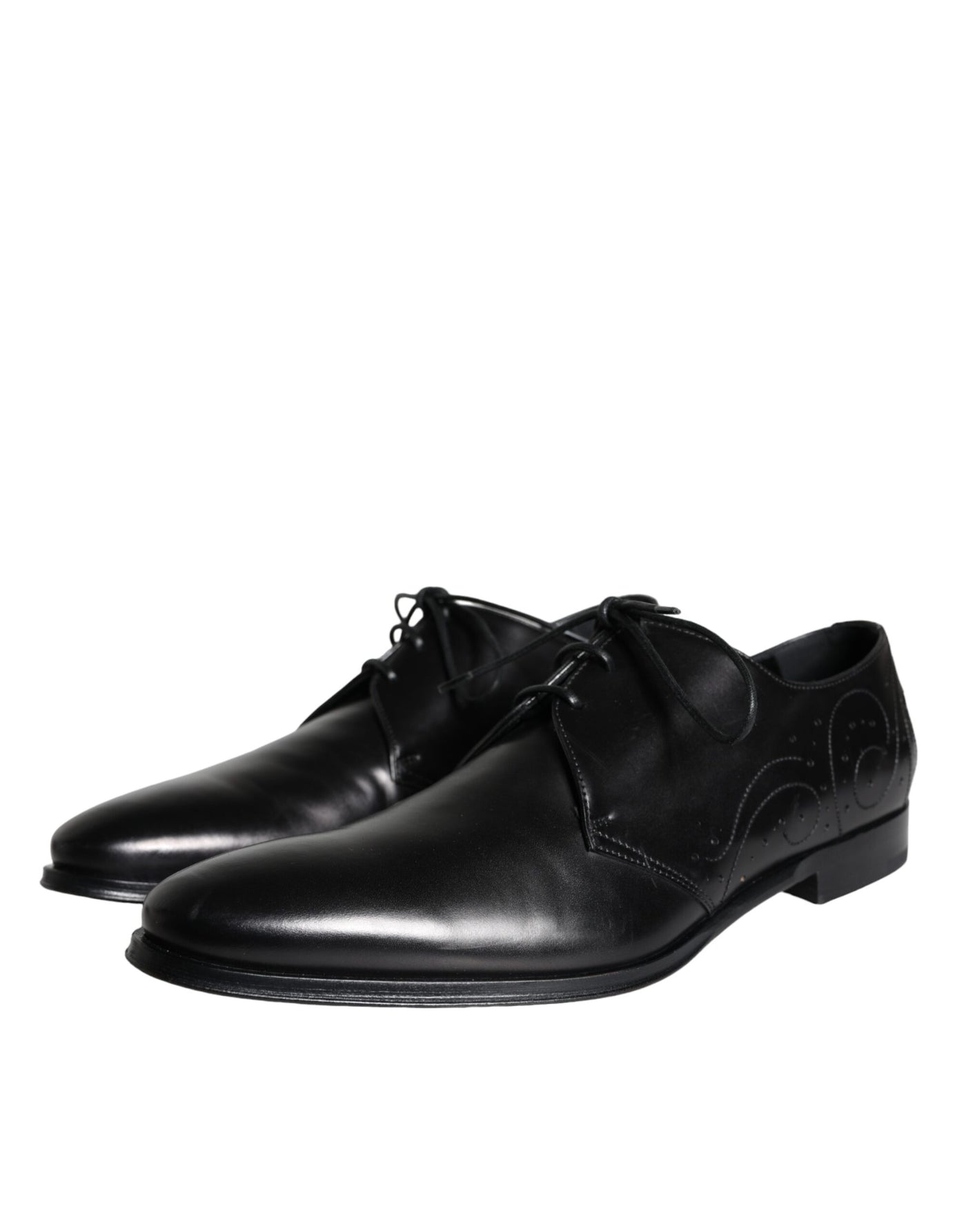 Dolce &amp; Gabbana Zwarte Kalfsleren Derby Herenschoenen