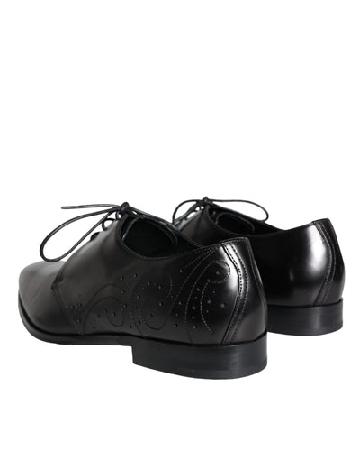 Dolce &amp; Gabbana Zwarte Kalfsleren Derby Herenschoenen